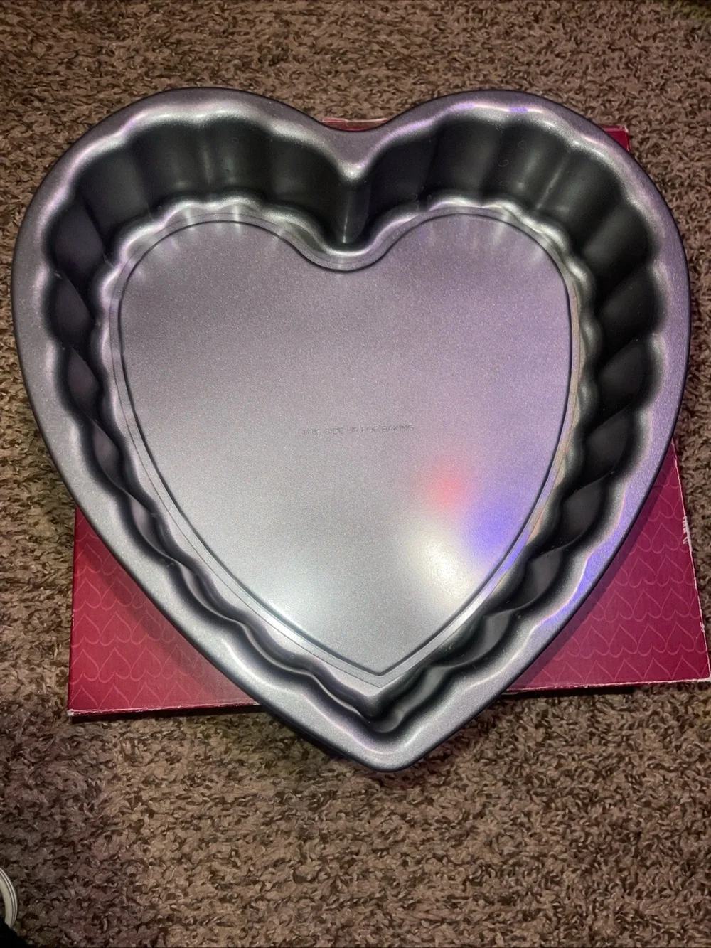 Williams Sonoma Ruffled Heart Cake Pan in Red Packaging